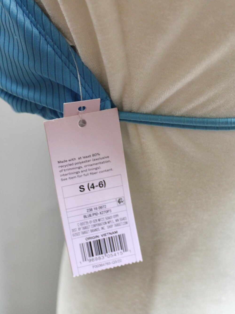 Wild Fable Target Ribbed Blue Triangle String Bikini Top Swim Size Small NWT - Picture 5 of 5